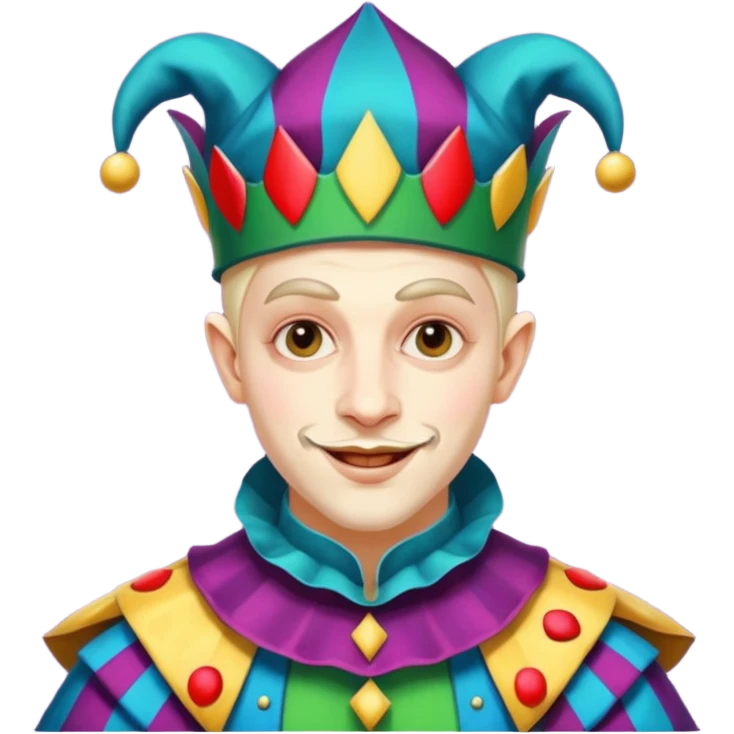 crazy colorful human jolly joker, medieval, vintage, court jester emoji