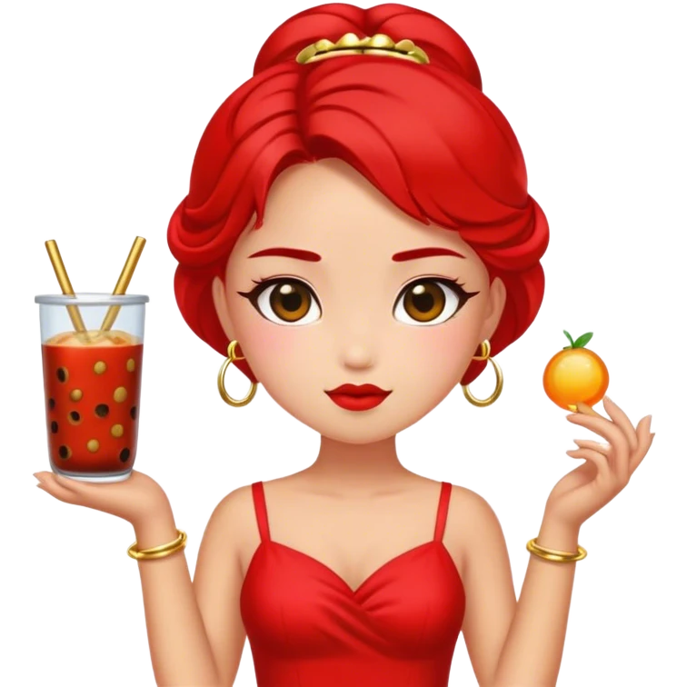 a sassy girl with boba emoji