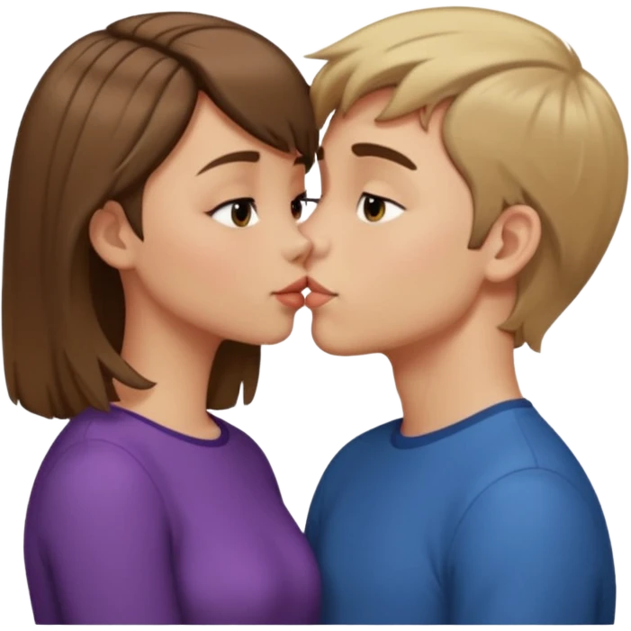 A couple (boy with short brown hair and girl with long  dark blond hair) kiss make out emoji
