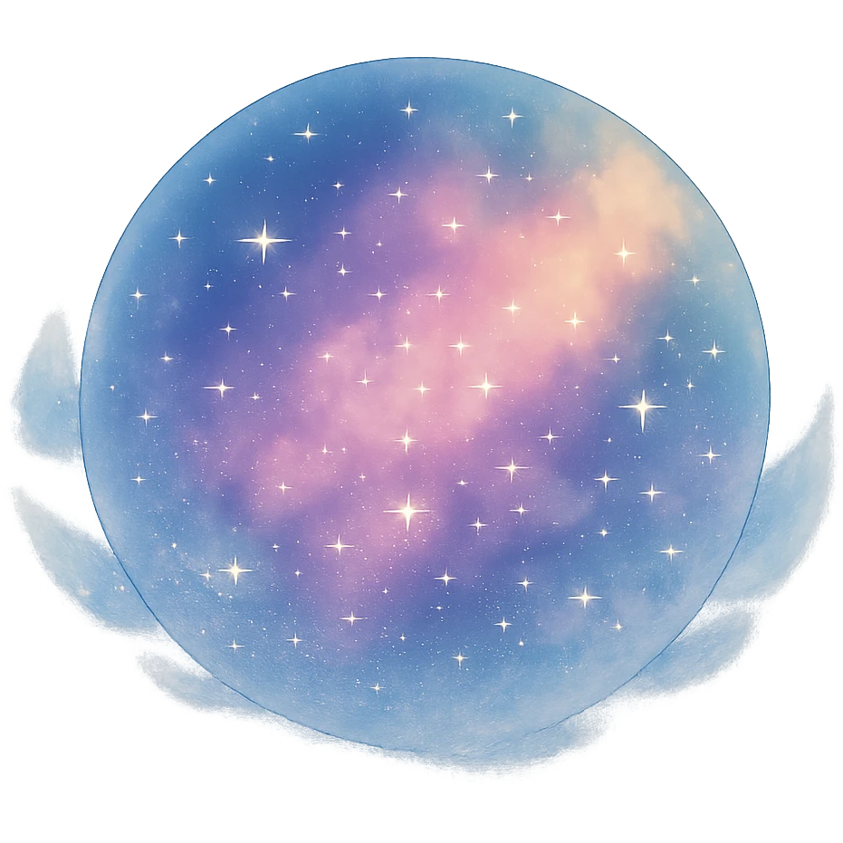 dreamy and magical galaxy nebula orb with soft gradients emoji