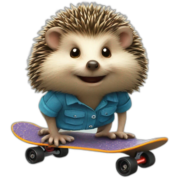 Hedgehog on skateboard with 47 number on shirt emoji
