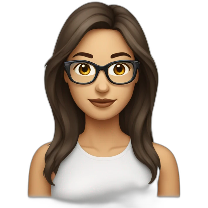 femme brune lunettes transparentes emoji