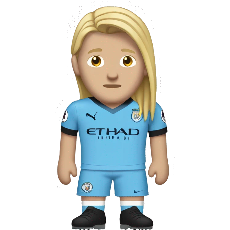 Erling Haaland full body with long hair in a Manchester city jersey emoji