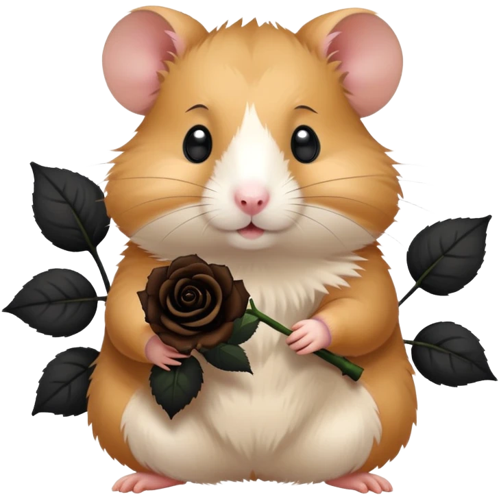 Hamster holding a black rose emoji