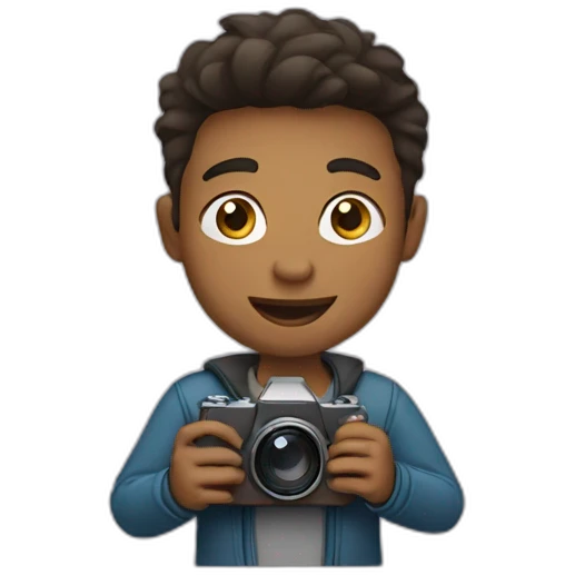 A boy hold a camera emoji