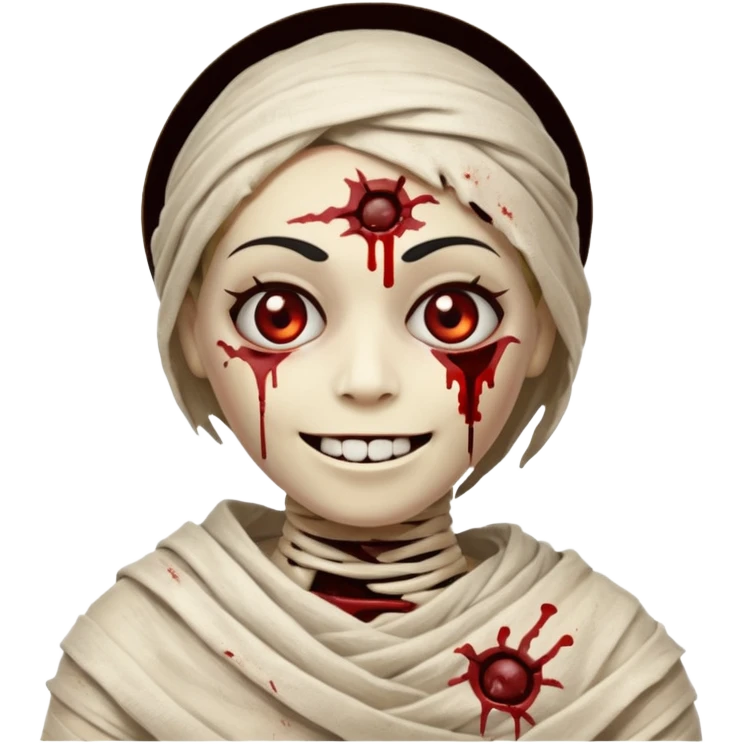 halloween mummy smiling and with blood stains emoji