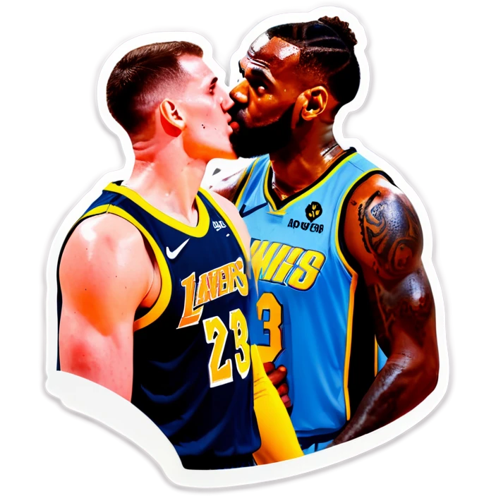 LeBron James kissing Nikola Jokic emoji