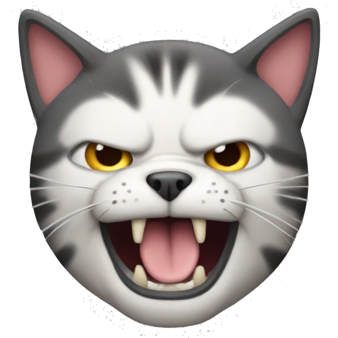 A cat being mad about a dog emoji