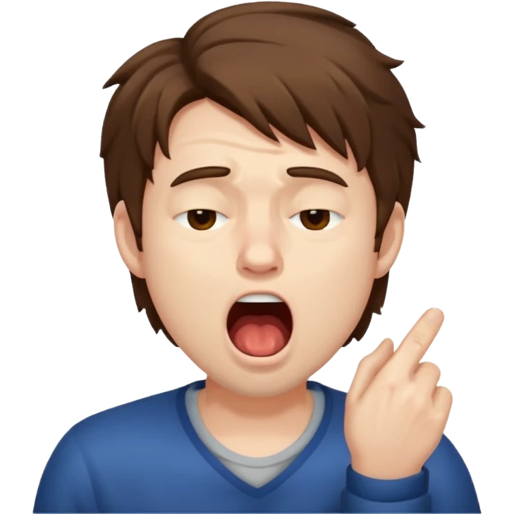 Weak man with disheveled hair yawning emoji