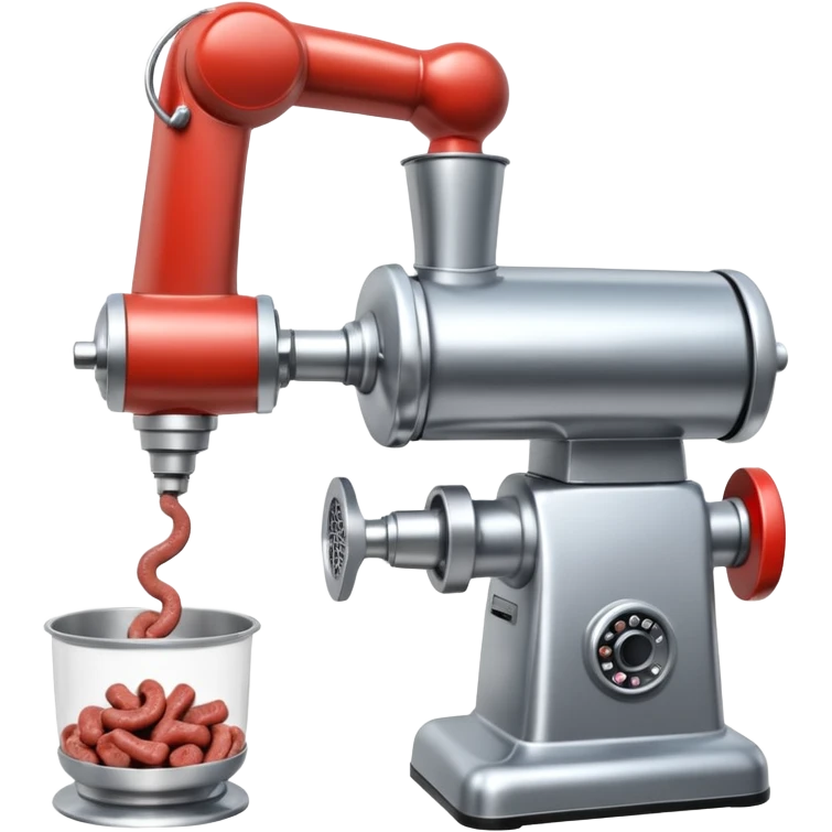 a robot that has a meat grinder for a head. 2 arms that stuff meat into the meat grinder and sausage links come out of the rear. The robot hovers emoji
