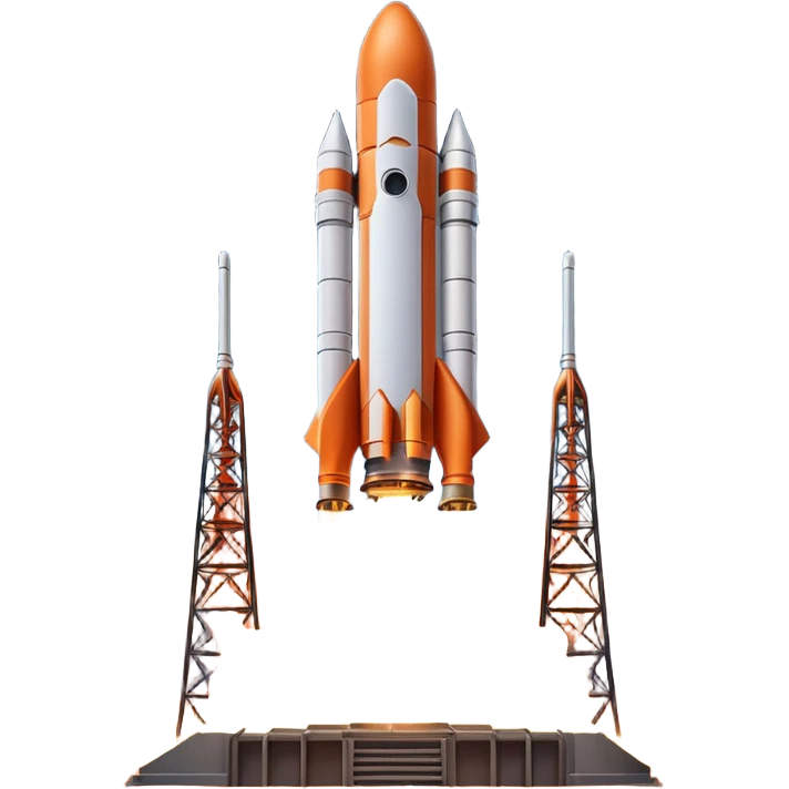 Cinematic shot of a heavy rocket lifting off from a launchpad, massive pillars of fire and smoke, dramatic lighting emoji