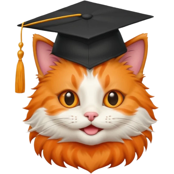 happy cat wearing a graduation cap emoji