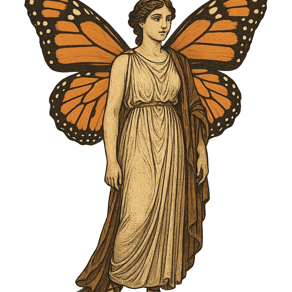 fullbody ancient woman with butterfly wings emoji