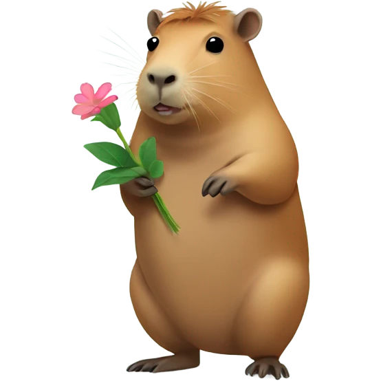 capybara holding a flower emoji