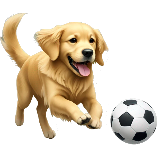 Golden retriever playing soccer emoji