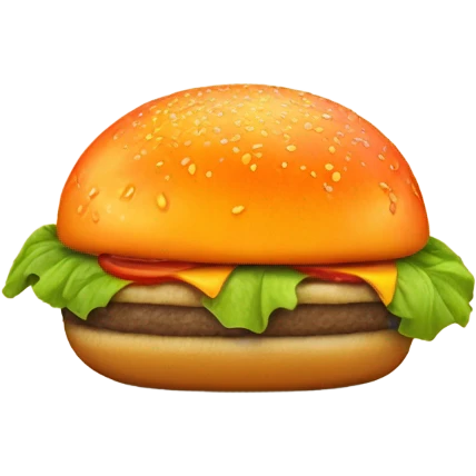 A peach with a burger emoji