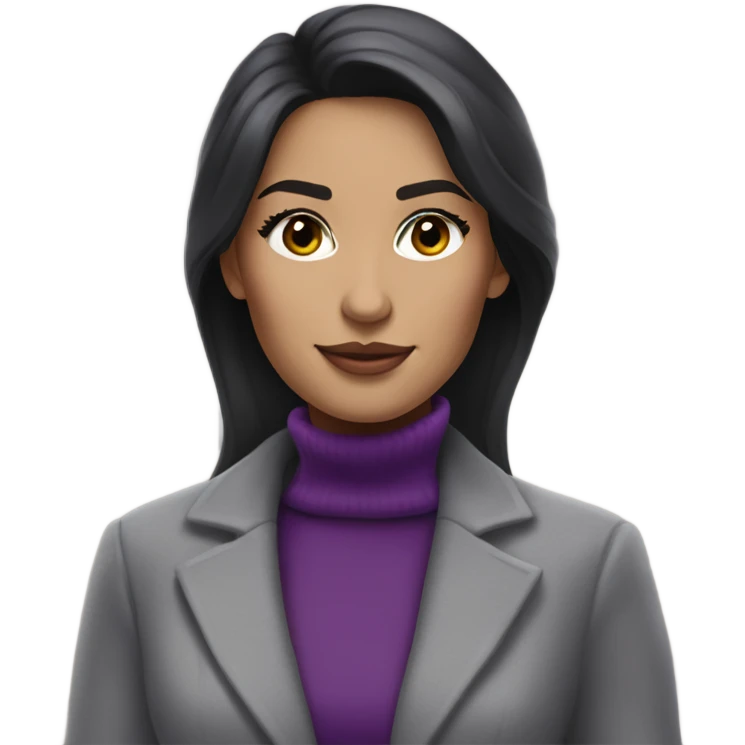 Diana Prince wearing grey suit with purple turtleneck  emoji
