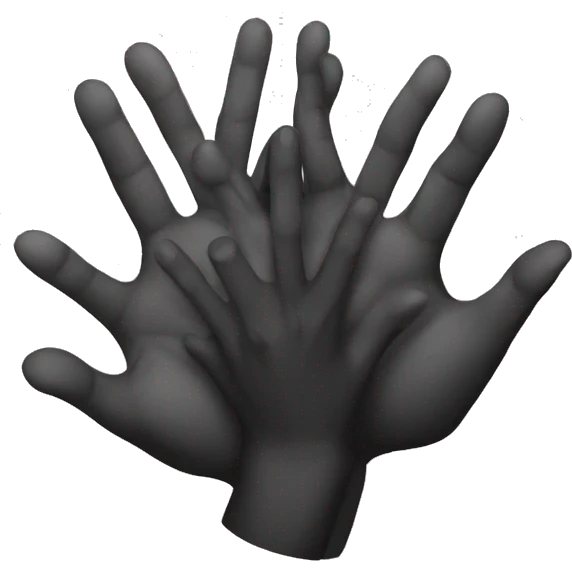 3 hands together dark light emoji