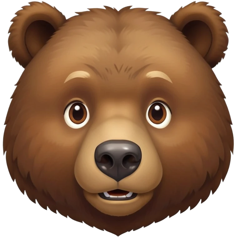 Curious Russian brown bear head, slightly tilted, front view emoji