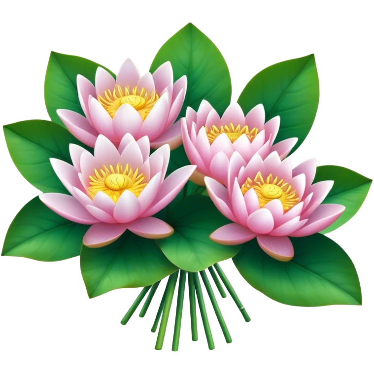 big bouquet Water Lily, stem, leaf emoji