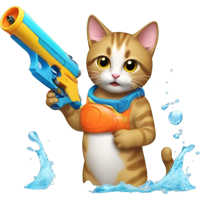 cat with water gun emoji