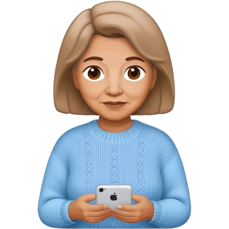 Latina grandmother, light brunette, with light blue knitted sweater emoji