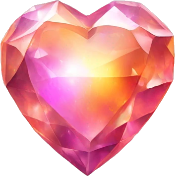 Orange and pink iridescent crystal heart emoji