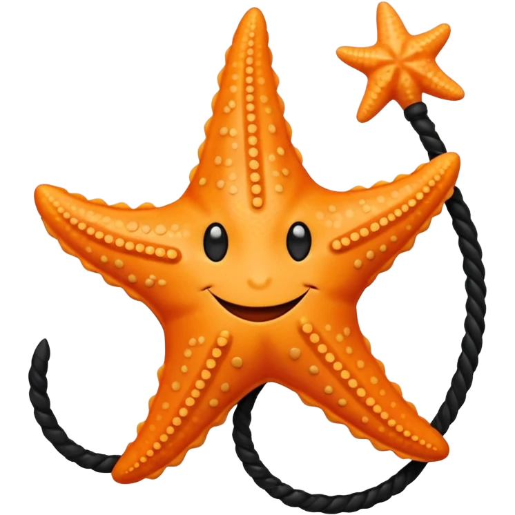 Starfish with face and a black whip emoji
