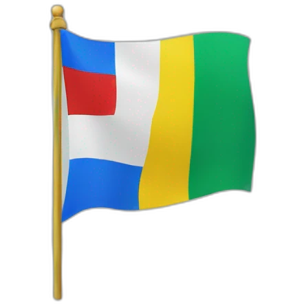 Tricolor flag ( blue, green, yellow and a red symbol emoji