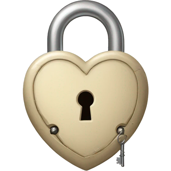 vintage beige heart-shaped lock and key emoji