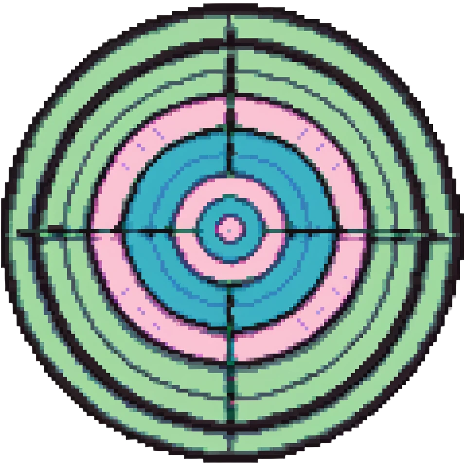 A pixel art bullseye target with pastel spring colors emoji