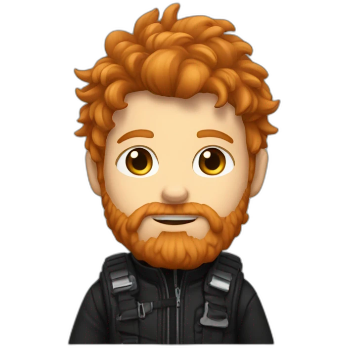 Ginger protagonist scruffy hair and black gear clothes emoji