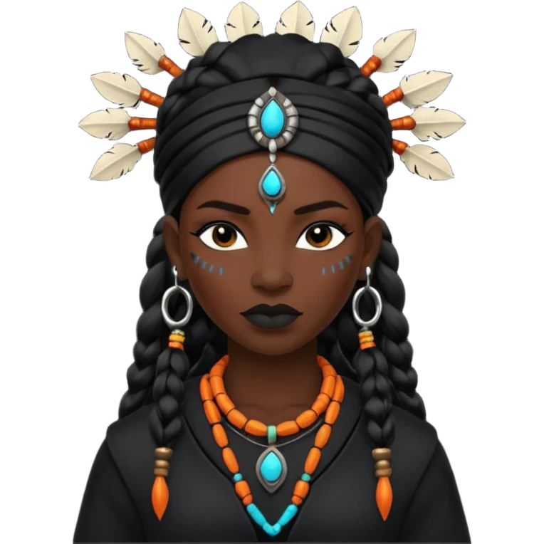 shaman woman black clothes black accesories  emoji