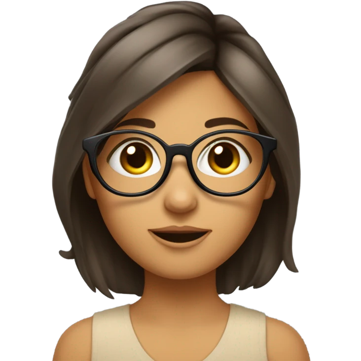 Fille, brune, aux cheveux courts, qui porte des lunettes avec à côté un colibri emoji