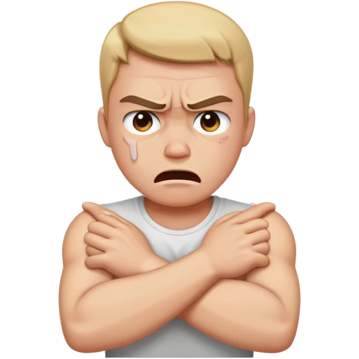 Angry arms crossing neck crying emoji