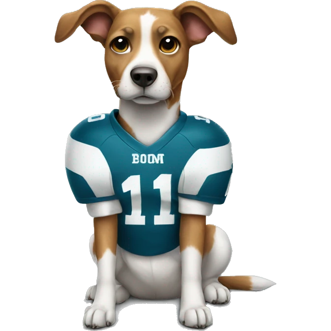 Dog wearing a football uniform emoji
