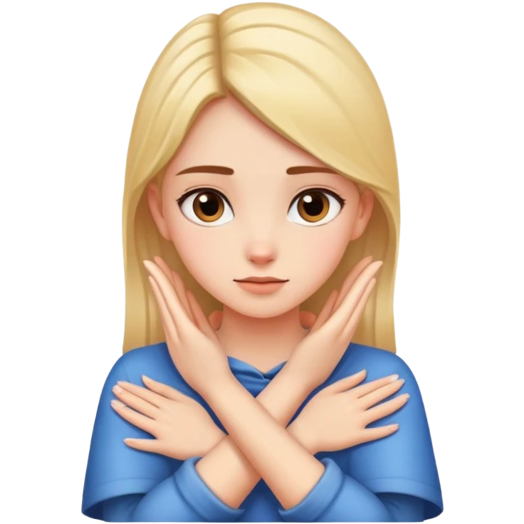 girl who has hands crossed her neck emoji
