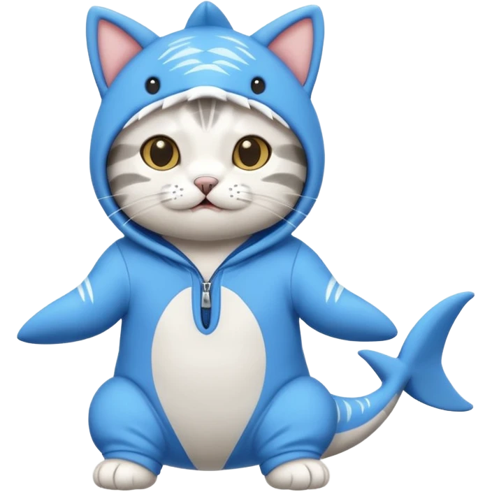 Cat in a shark onesie emoji
