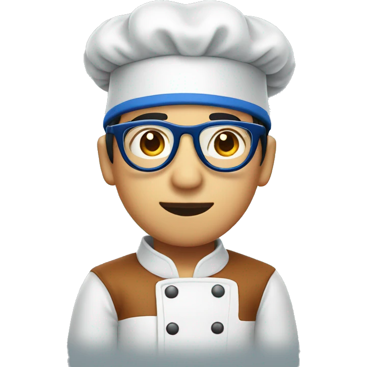 asian chef wearing blue cap and black circle glasses  emoji