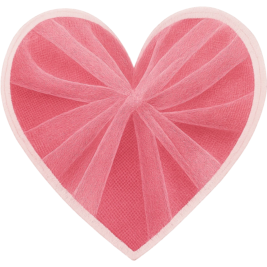 heart with a pink tulle overlay, clean digital illustration, no background emoji
