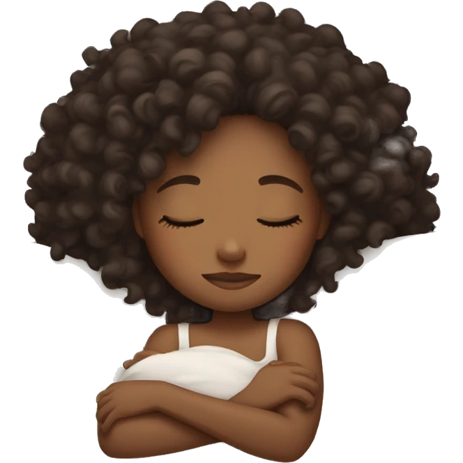 Brunette curly headed black girl sleeping emoji
