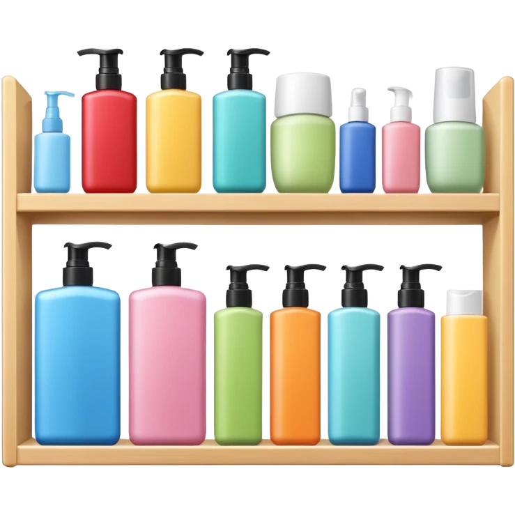 single row shampoo and stuff with Japan brand inside shelf emoji
