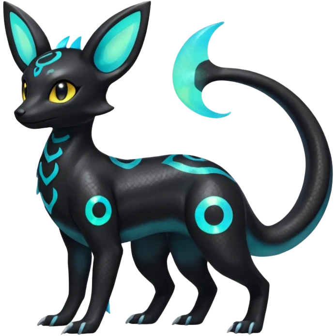 Shiny Aural Umbreon-Amaura-Salandit-Fakémon-fusion (full body) emoji