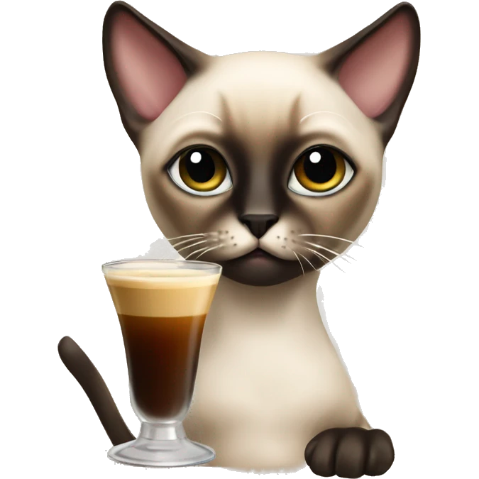 Siamese cat drinking espresso martini emoji