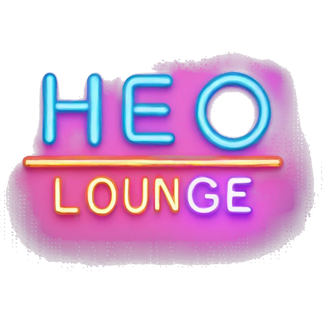 the word lounge written in neon lights emoji