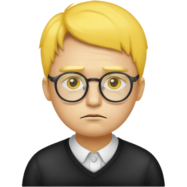 Una cara amarilla con lentes y que esté triste emoji