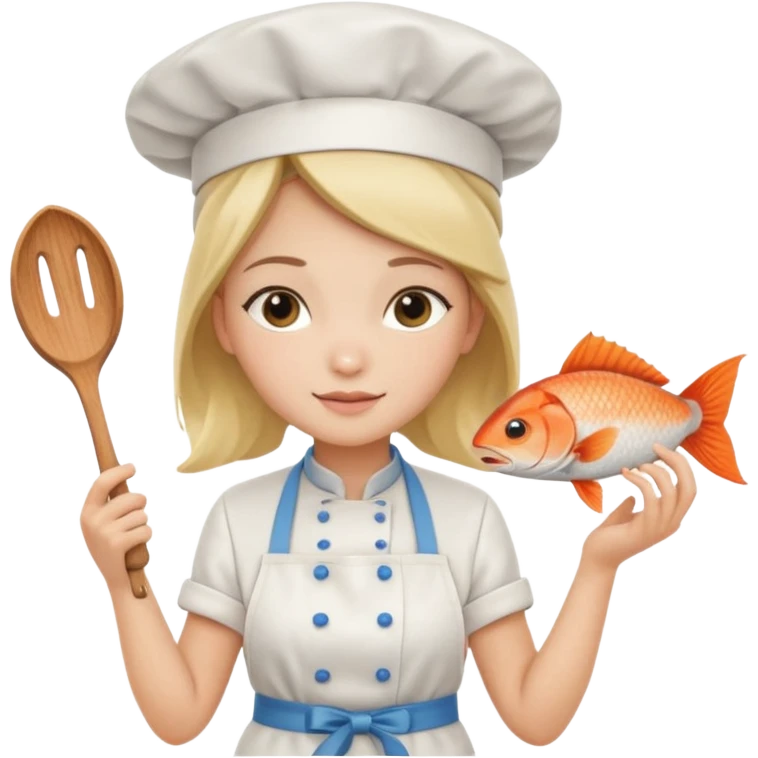 Girl cat cooking fish emoji
