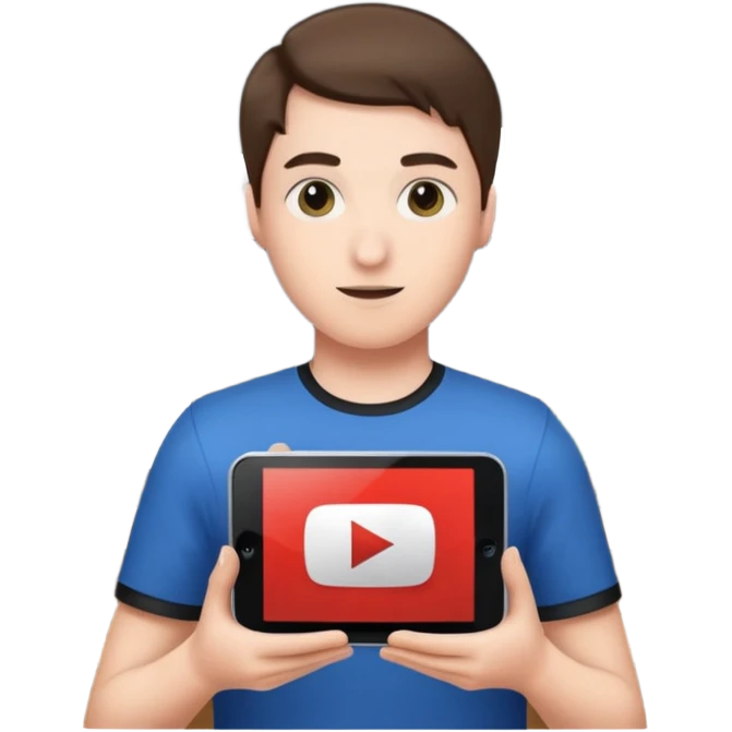 A person holding a YouTube play button in their gaming room emoji