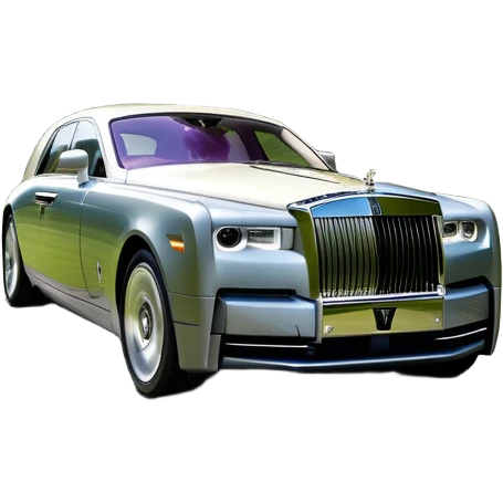 Rolls-Royce Phantom (2022) – cinematic-realistic Rolls-Royce Phantom, its polished silver frame glistening under the sun as it glides down a winding, tree-lined road. The iconic Spirit of Ecstasy hood ornament stands proudly, the V12 engine hums silently as the car cuts through the serene countryside, embodying elegance and power. emoji