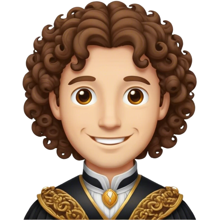 lord with curly brown hair and friendly smile emoji